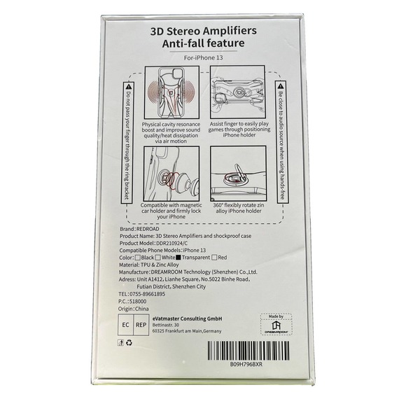 iPhone 13 Clear Shock proof case with stereo amplifier. Multifunction magnetic - Picture 4 of 4